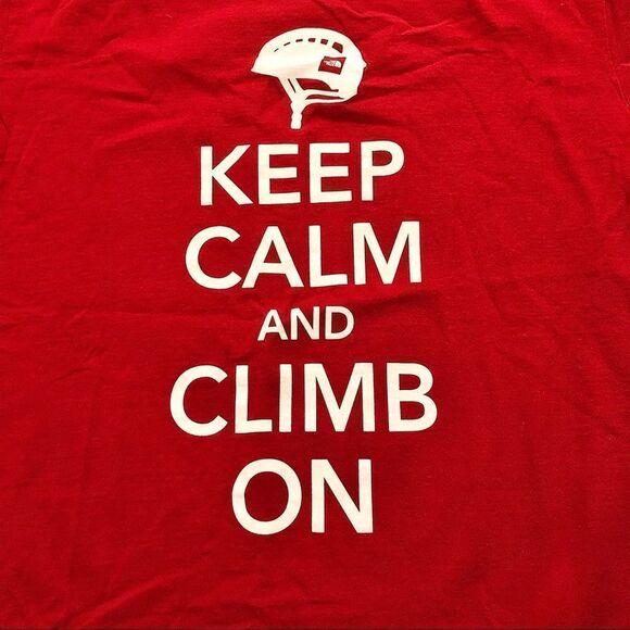 The North Face T-shirt Mens M Red Logo Hiking Climbing Outdoors Keep Calm Climb. - Picture 2 of 5